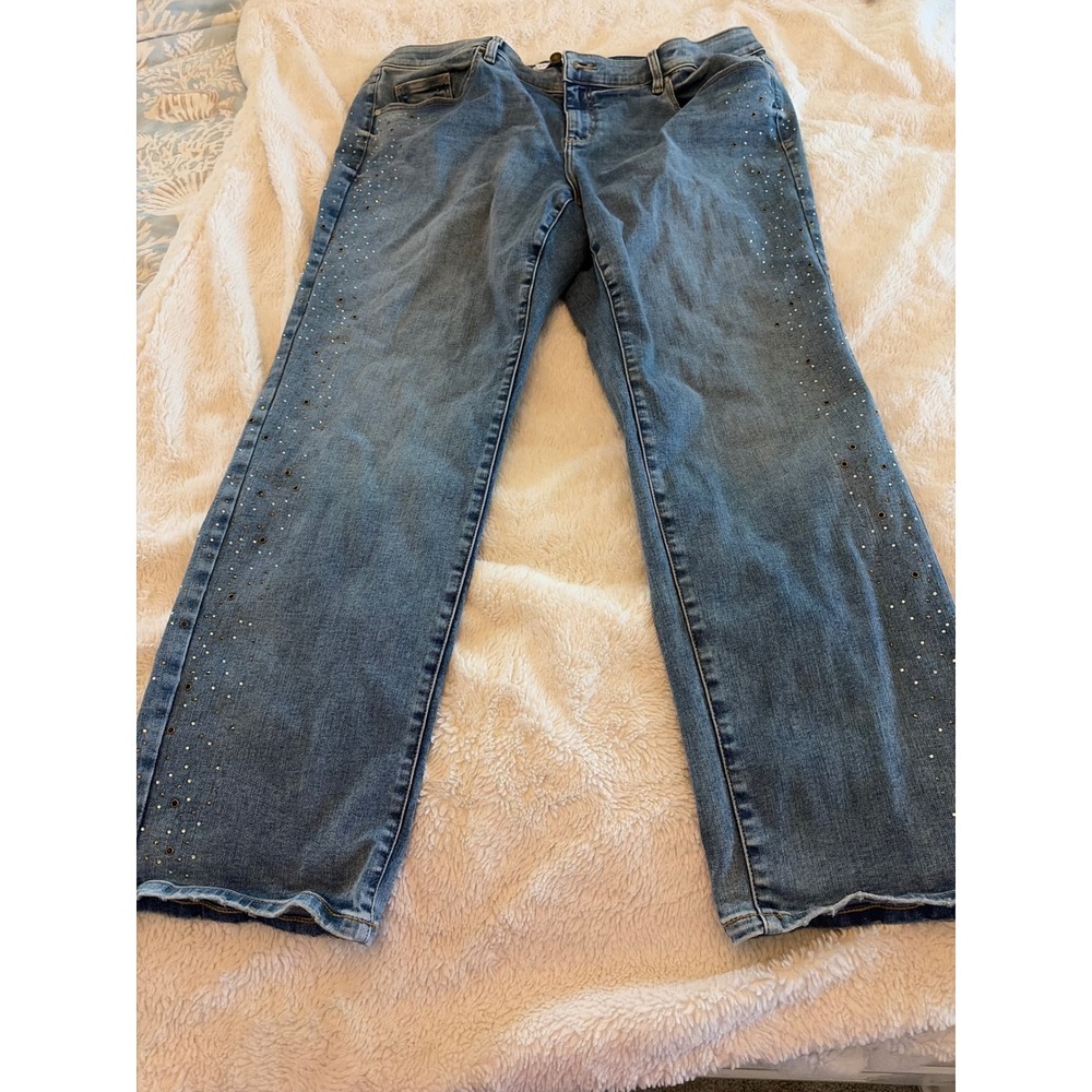 Lane Bryant Women Rhinestone Grommet Embellished Straight Leg Jeans Size 22